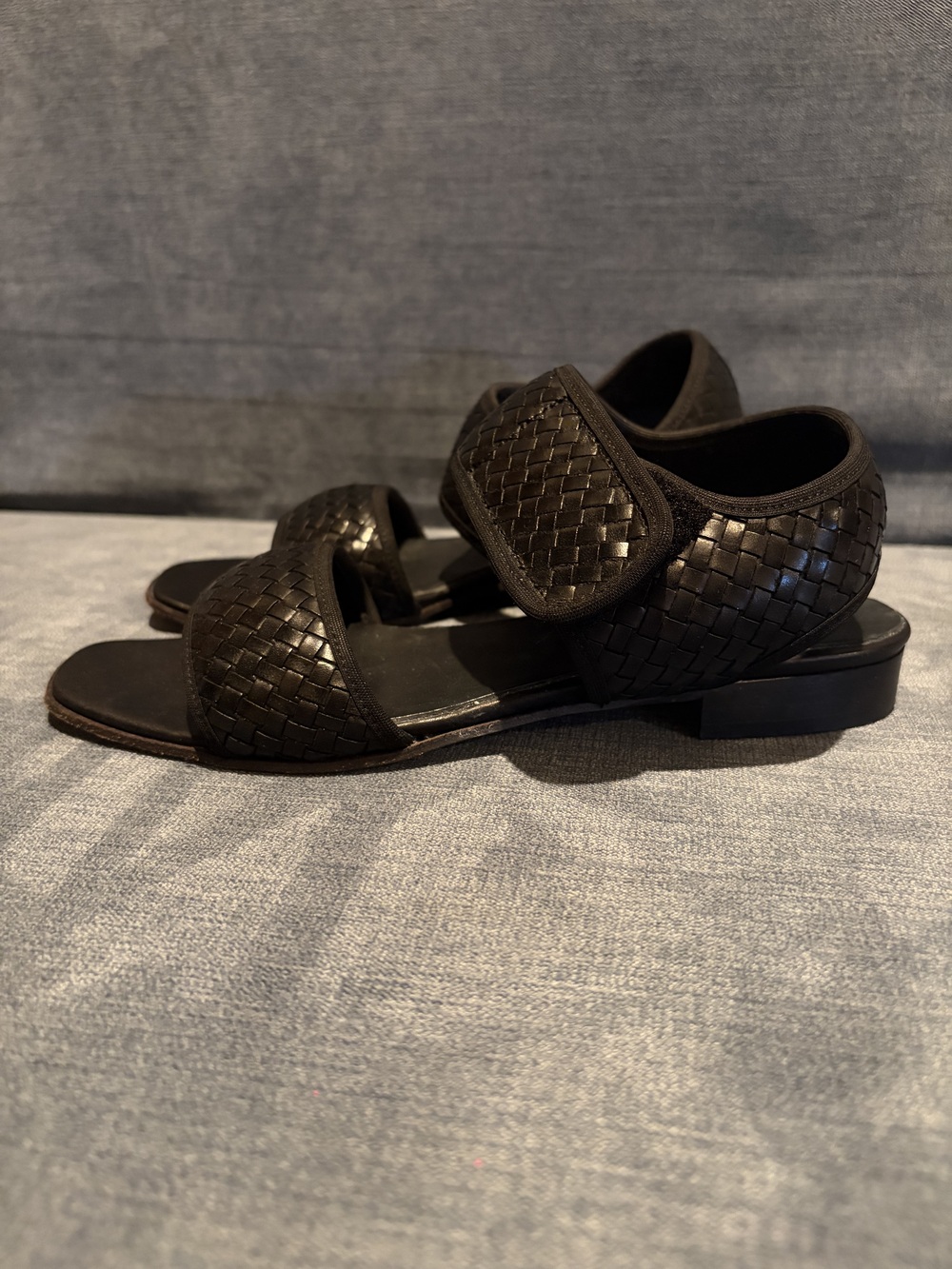 Sesto Meucci Dark Brown Woven Leather Open-Toe Sandals